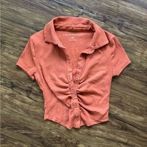 Aeropostale Terracotta Button-Up Crop Top